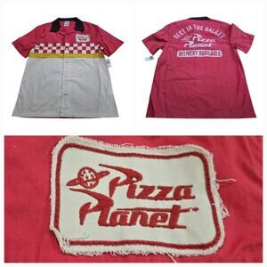 Disney Parks Toy Story Pizza Planet Best In The Galaxy Camp Bowling Shirt SZ S